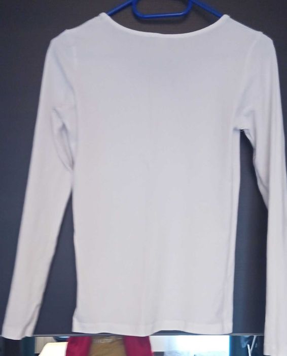 T-shirt z długim rękawem biały r. XS