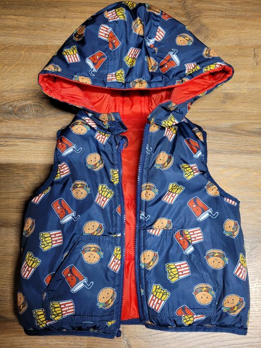 Ciepły, dwustronny bezrękawnik dla chłopca 74