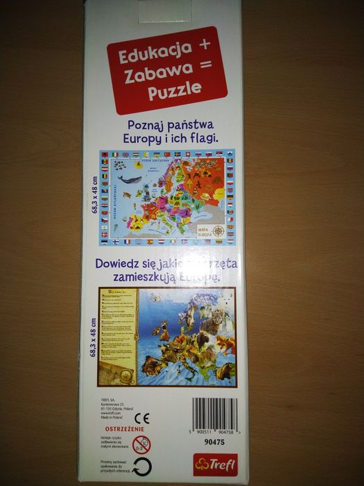 Trefl puzzle dwustronne mapa edukacyjna 200 nowe