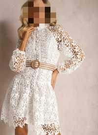 Biała sukienka ażurowa, komunia