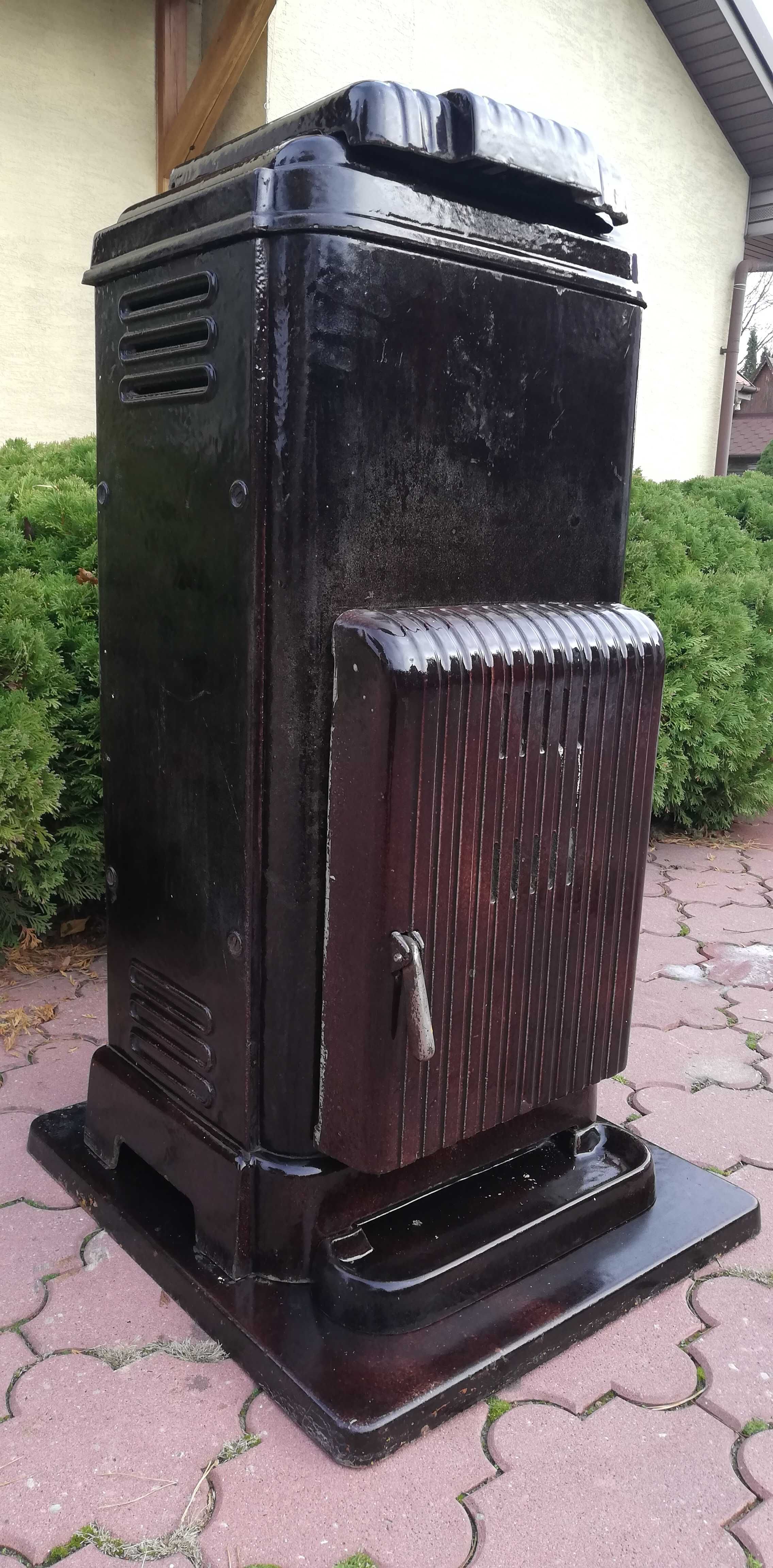 Piec szamot kominek brązowy koza wolno stojący art deco piecyk karlik