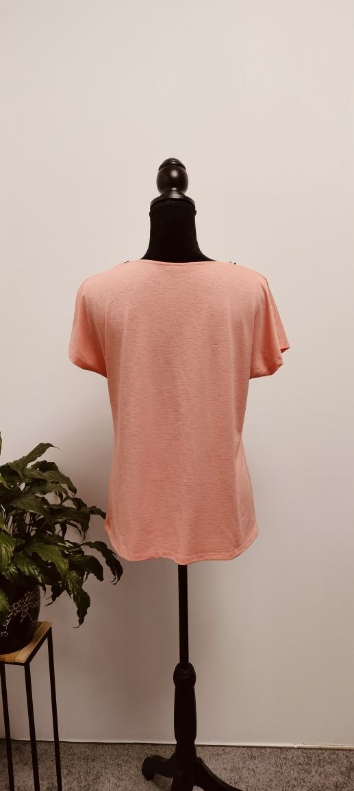 Bluzka elegancka morelowa 42 xl kamyczki