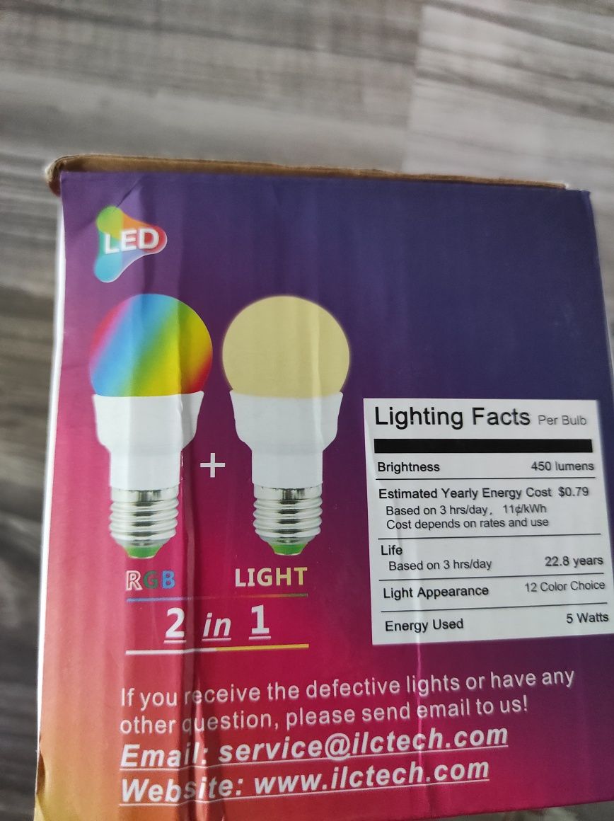 Żarówki LED,RGB, 4 sztuki, 5W