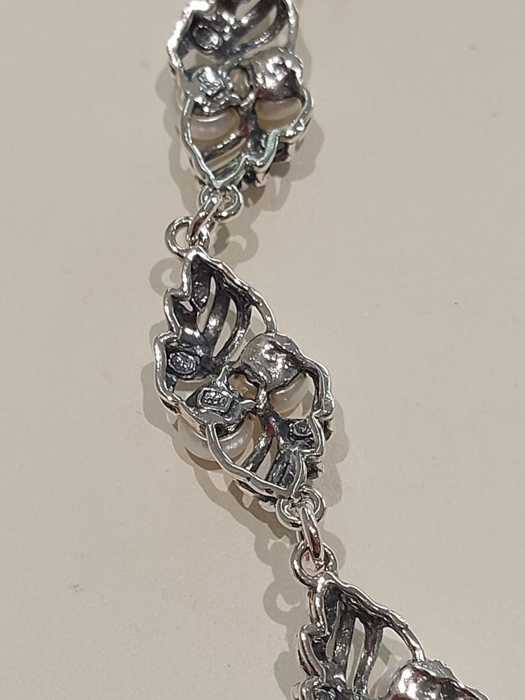 Bransoletka srebrna pr.925 z perełkami