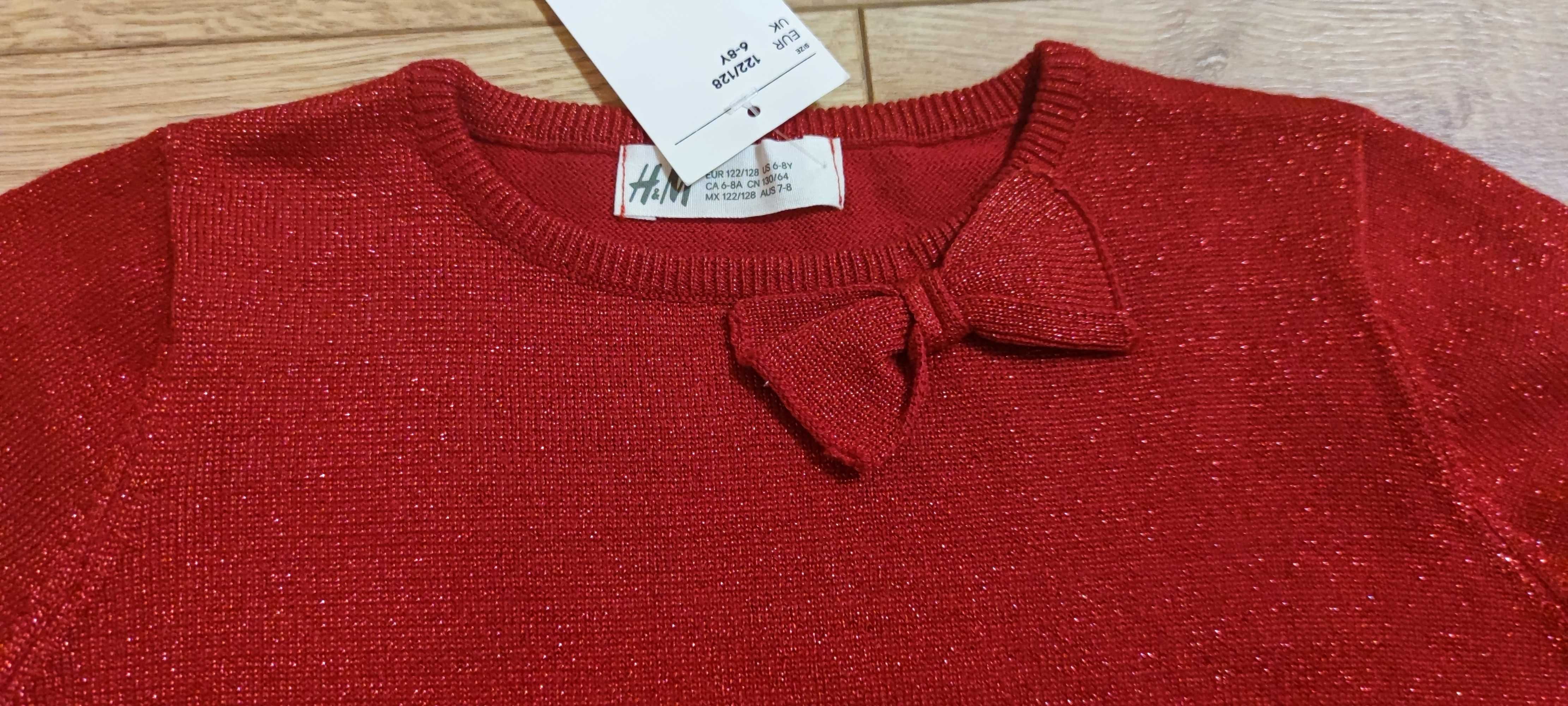 nowy i jak nowy 122 128 H&M sweter sweterek dla dziewczynki