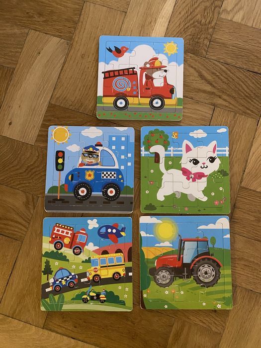 Puzzle drewniane 9-elementowe 5 szt.