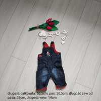 Ogrodniczki jeansowe chłopięce dżinsy Mothercare r. 62 r. 68 zatrzaski