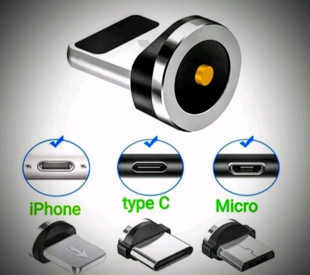 Магнитный USB-кабель с разъемами Micro USB, IOS ( IPhone), Type c