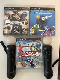PlayStation Move 2 kontrolery bezprzewodowe + kamera + gry