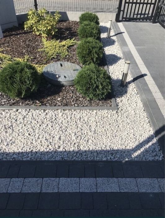 Biały Kamień ŚMIETANKOWY Grys na Rabaty Opaski Kruszywo Ozdobne Żwir