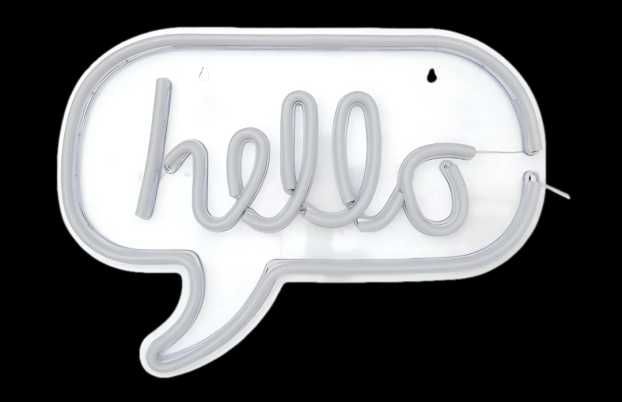 Neon HELLO Biało-Różowy LED Świecący Napis USB Stojący Wiszący