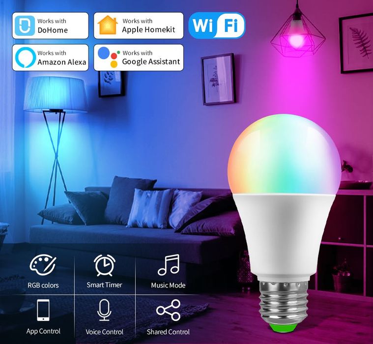 2x Zestaw Smart RGB żarówki DoHome HomeKit Alexa Google 11W