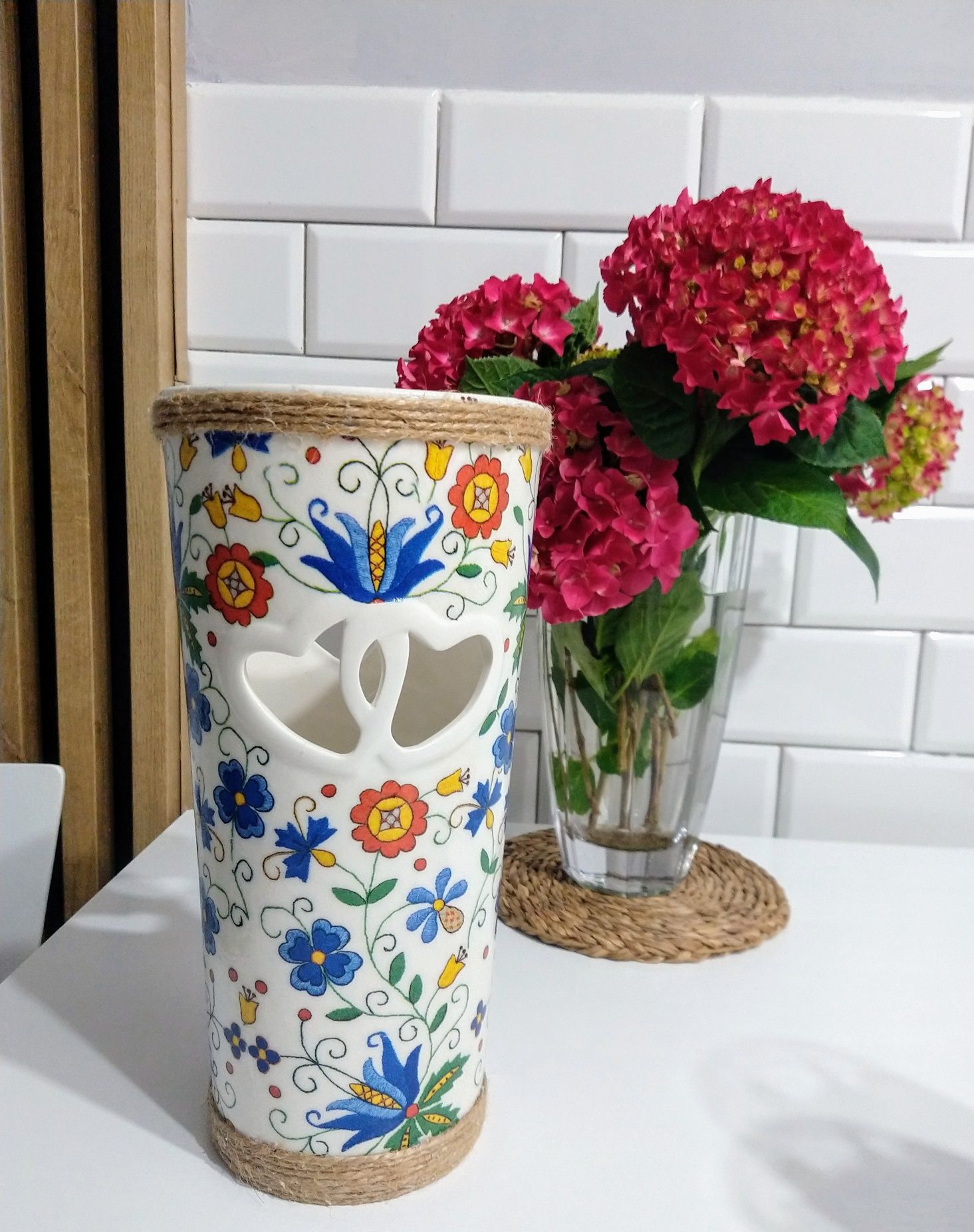 Dekoracja wazon decoupage