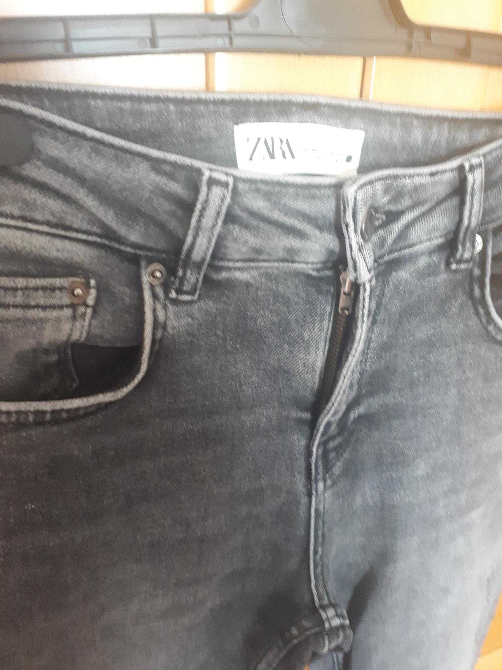 Calças ganga / jeans cinzentas skinny cintura alta Zara