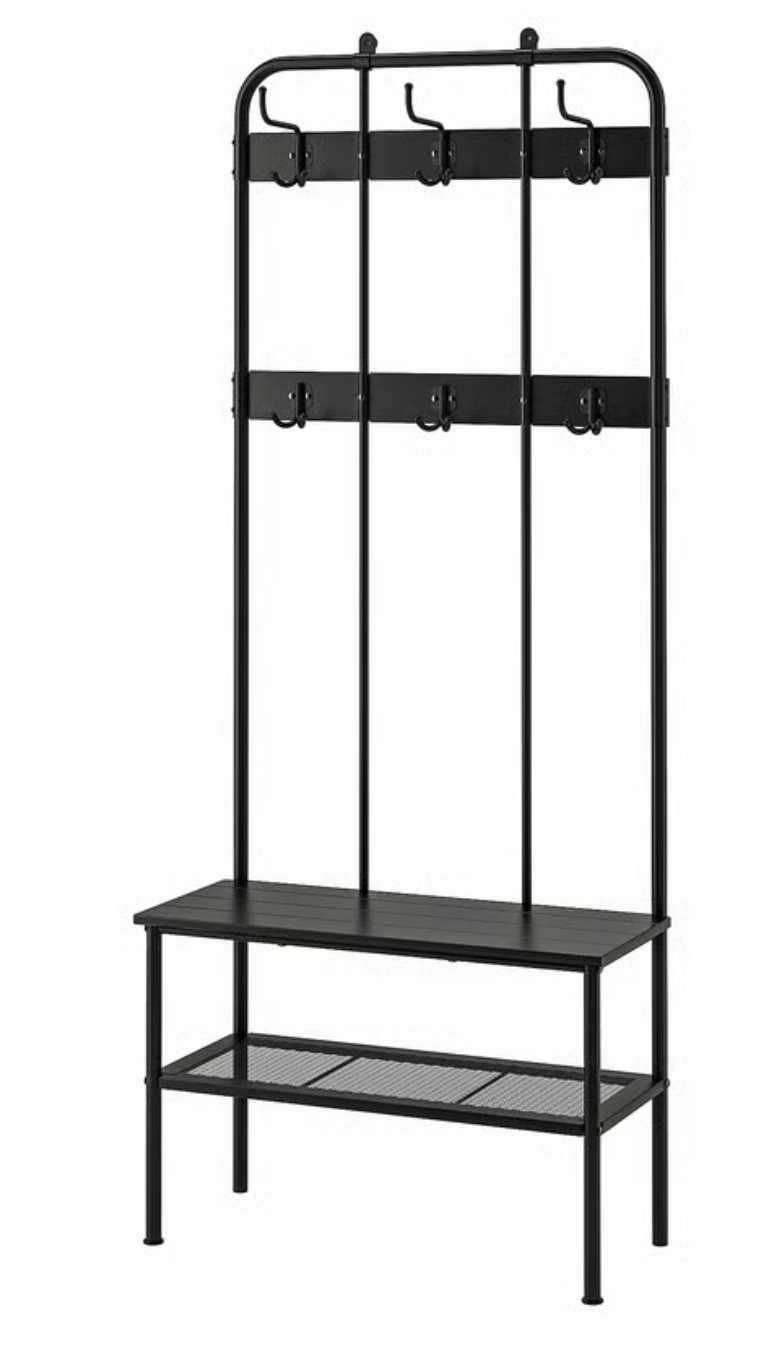 Charriot Cabide+banco IKEA/arrumação, preto, 190x35x79cm NOVO