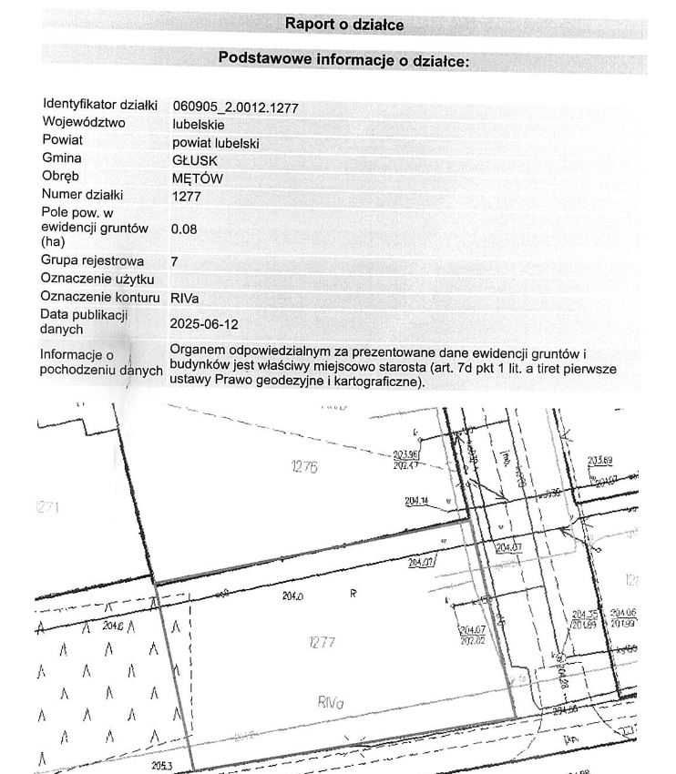 Działka budowlana Mętów gmina Głusk 814m2