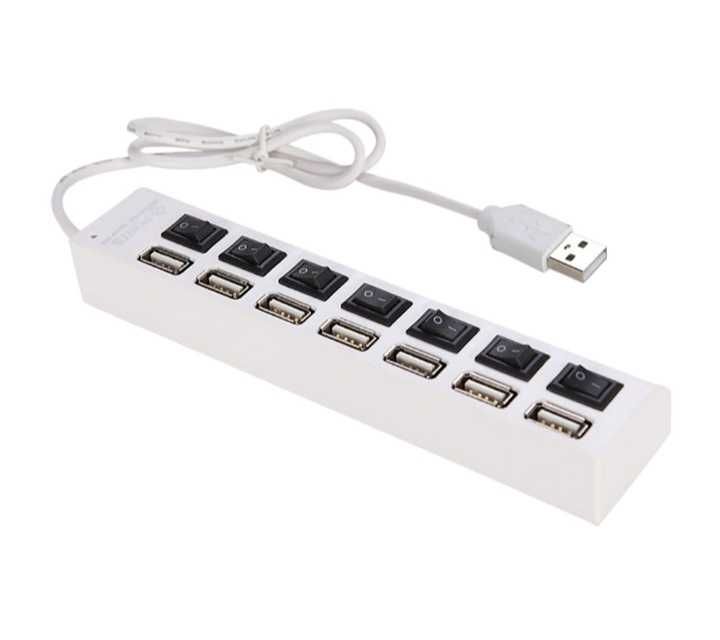 USB 2.0 хаб - 7 портів із кнопкою ввімкнення/вимкнення та індикацією