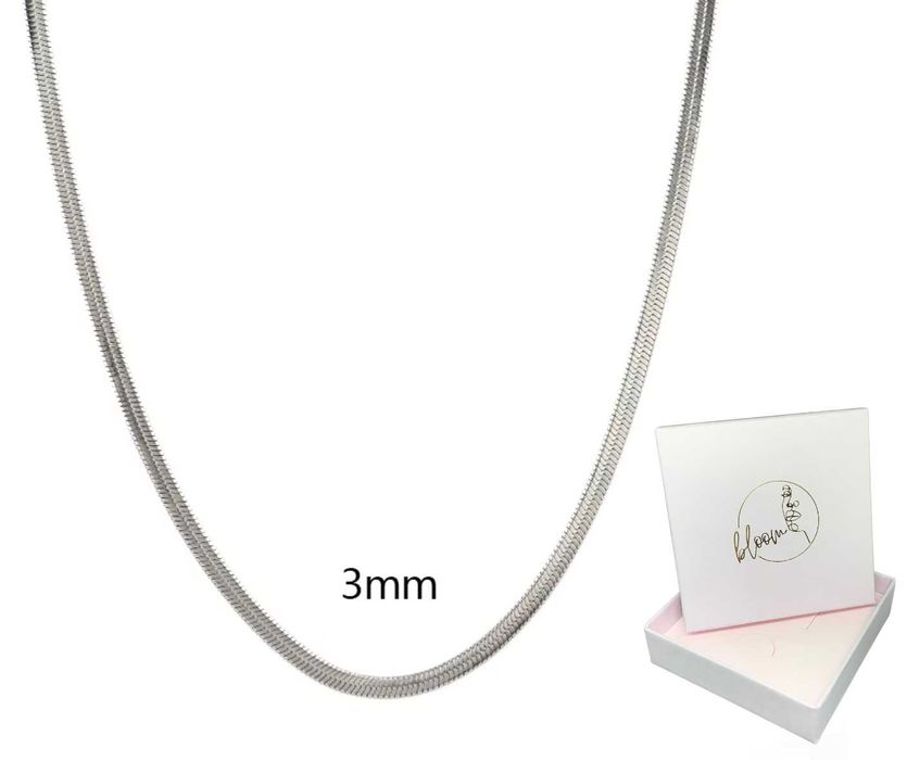 Łańcuszek srebrny ze stali chirurgicznej, żmijka szer. 3 mm