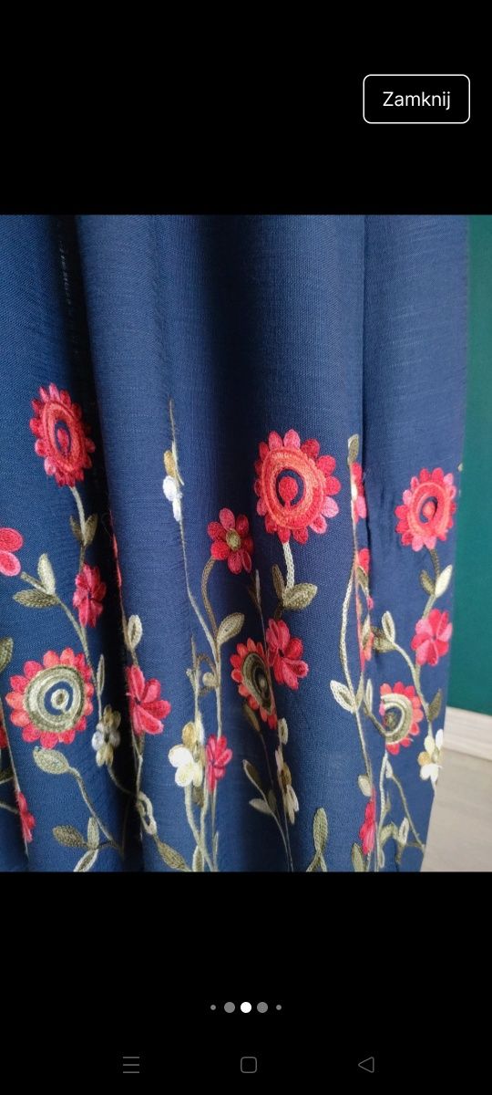 Lniana sukienka haftowana boho, 100% len L