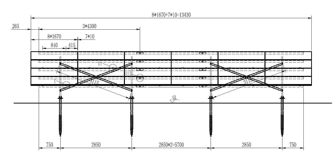 Konstrukcja na grunt 4 x 8 modułów poziomo fotowoltaika