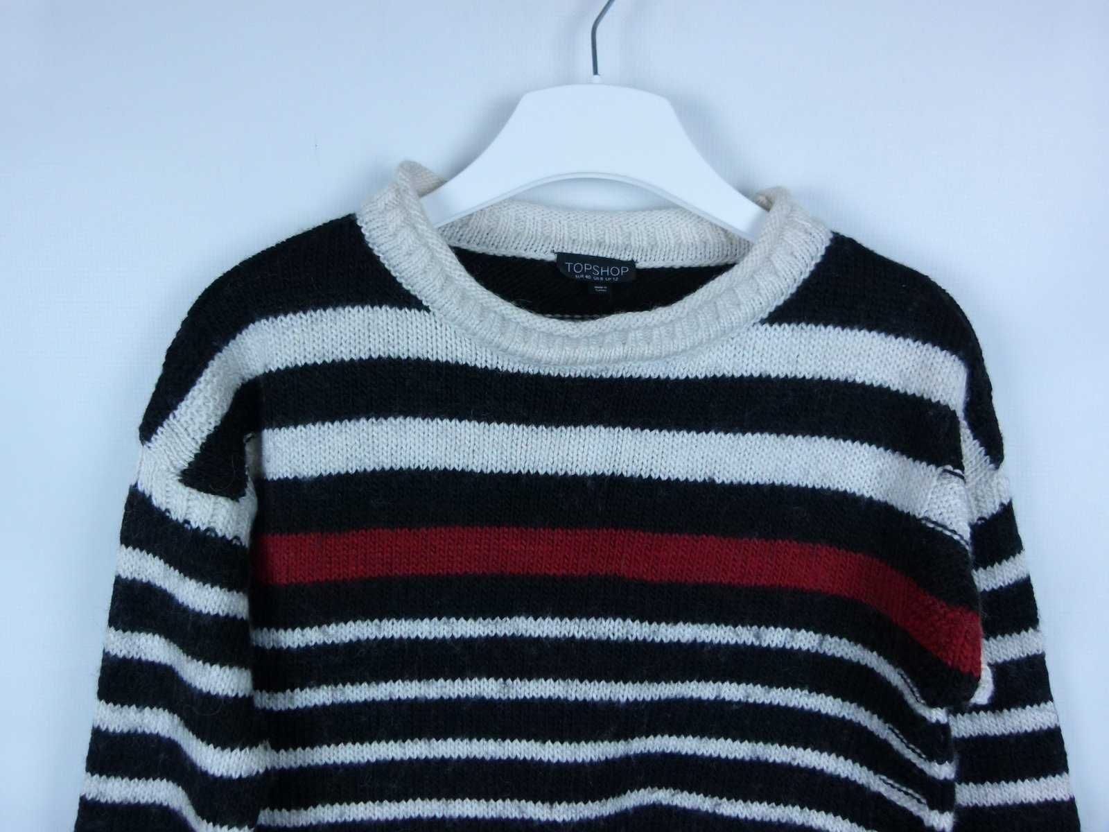 Topshop sweter w paski wełna akryl 12 / 40