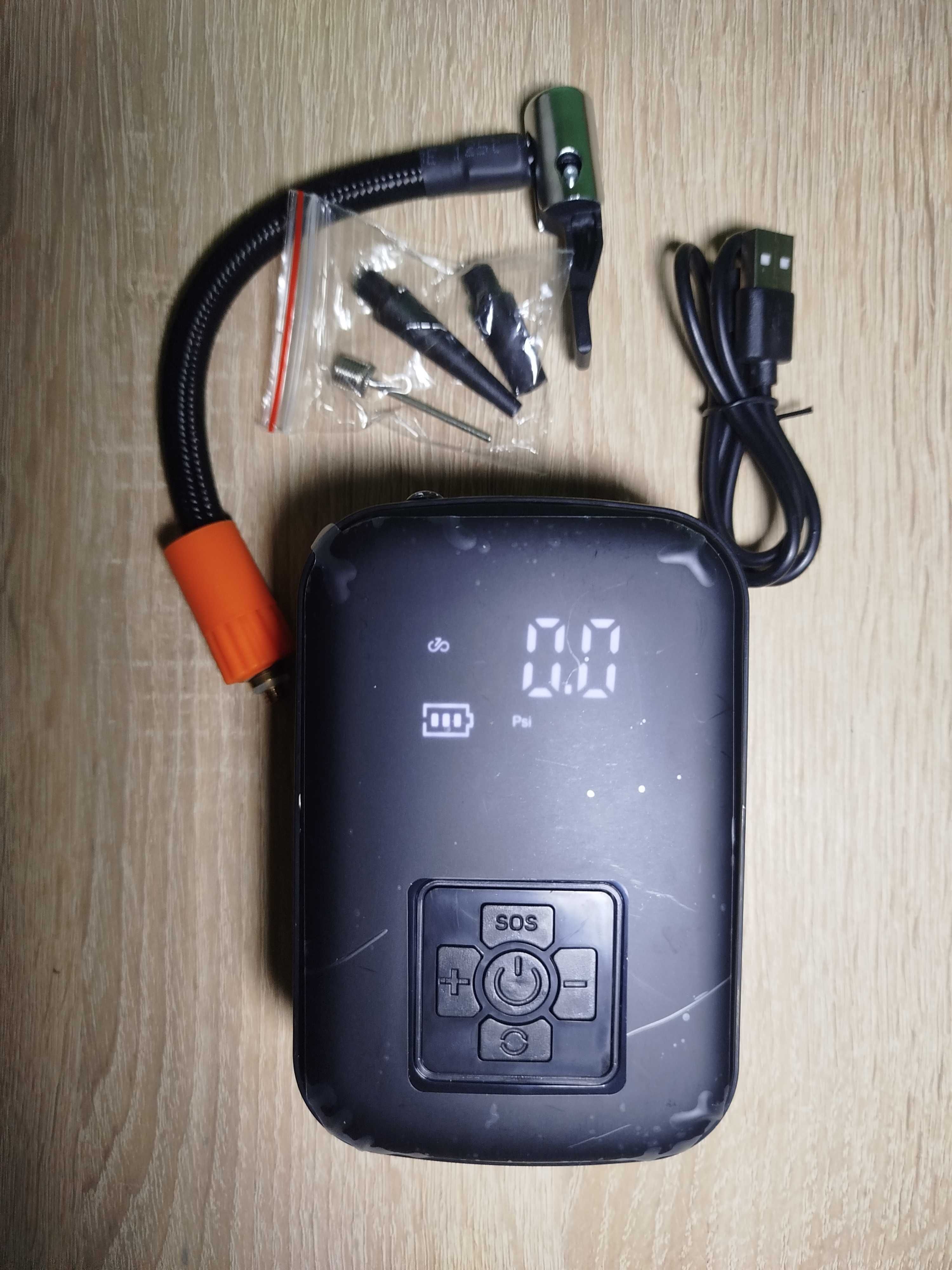 Насос компрессор аккумуляторный авто мото вело беспроводной usb type c