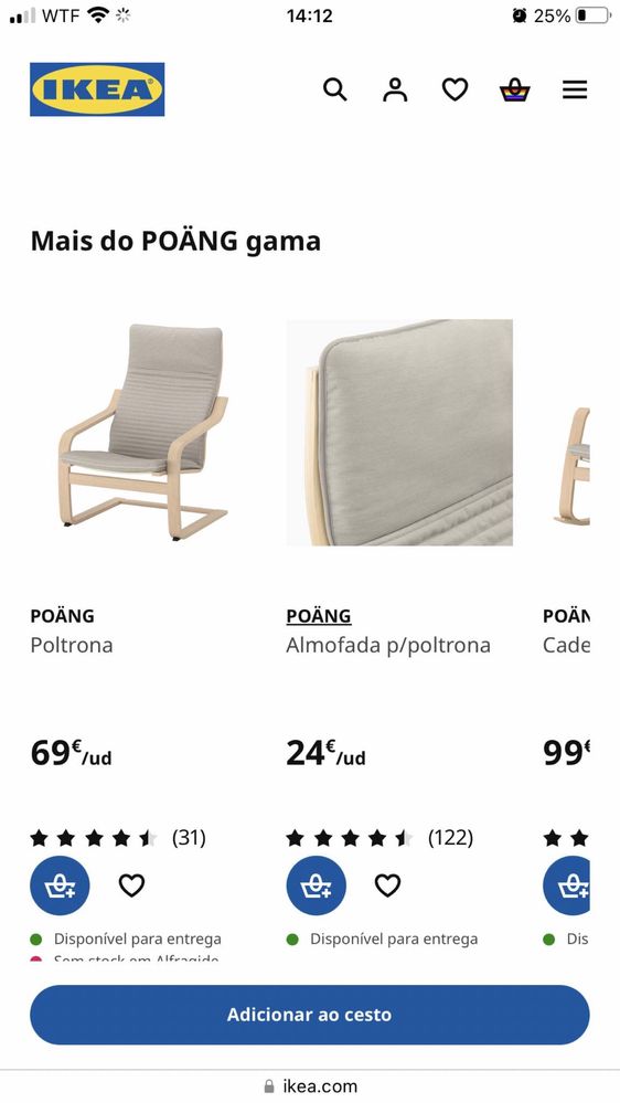 Poltrona preta/cinzenta POANG IKEA