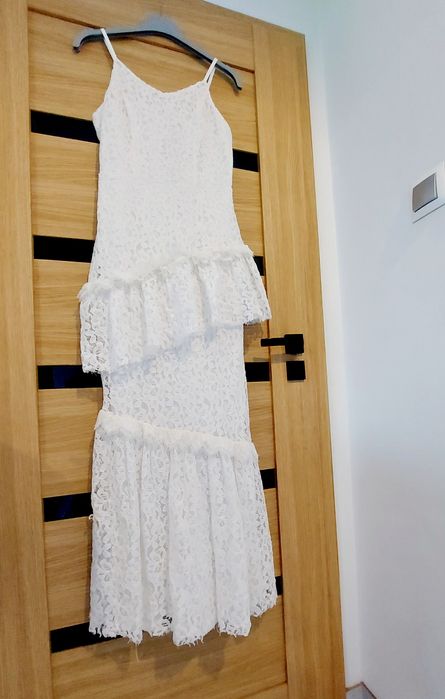 Piękna seksowna dopasowana sukienka długa maxi koronkowa roz S mermaid