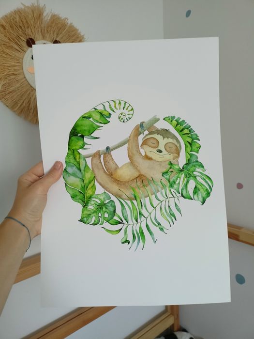 Plakat do pokoju dziecka! Nowy A3 dziecięcy zabawny leniwiec