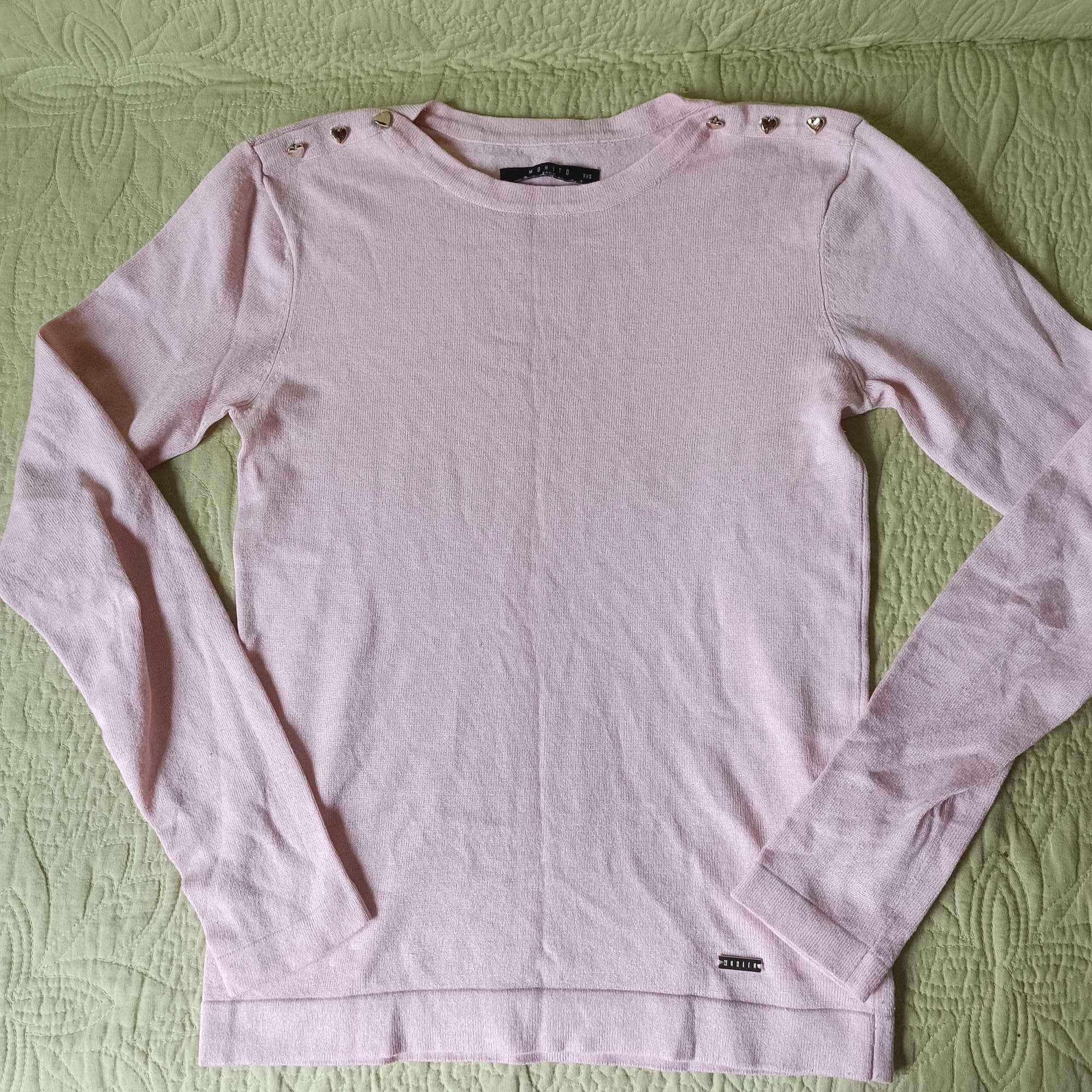 Śliczny, cienki, różowy sweterek Mohito.