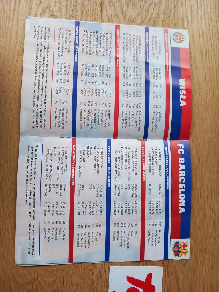 Program meczowy FC Barcelona Wisła Kraków +bilet z meczu