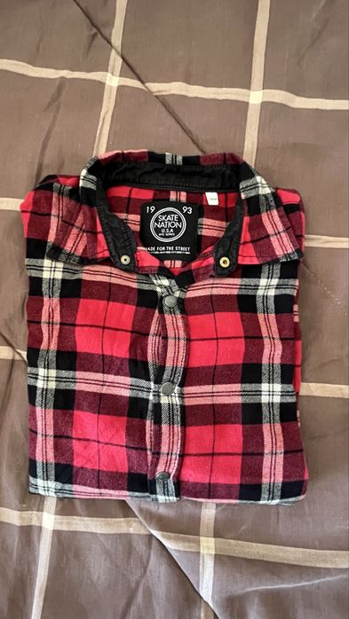 Camisa Skate Nation juvenil 158/164 flanela xadrez vermelha