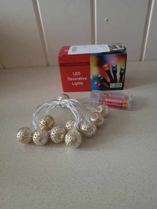 Ozdobne lampki kolorowe, girlanda 10 ledów, boże narodzenie