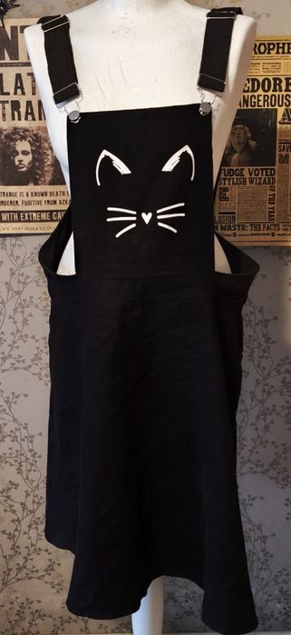 Czarna Spódniczka Ogrodniczka Na Szelkach