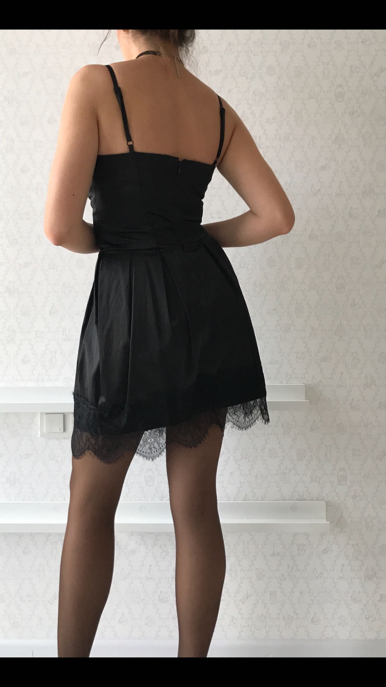 Елегантна чорна вечірня сукня атласное вечернее платье с кружевом