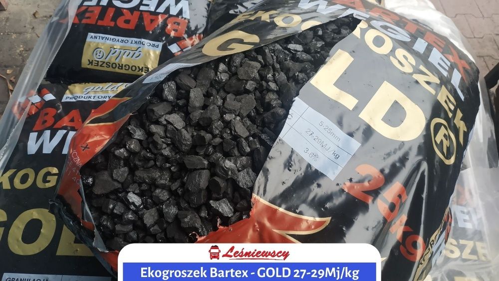 Ekogroszek Bartex-GOLD węgiel SUPER JAKOŚĆ popiół 3-5% MOCNY kaloryczn