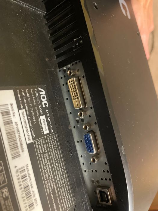 Монитор AOC 22” Full HD — HDMI + кабели в комплекте