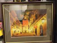 Lublin,Stare Miasto,nocą,A.Przybysz,akwarela,obraz,grafika,urokliwa.