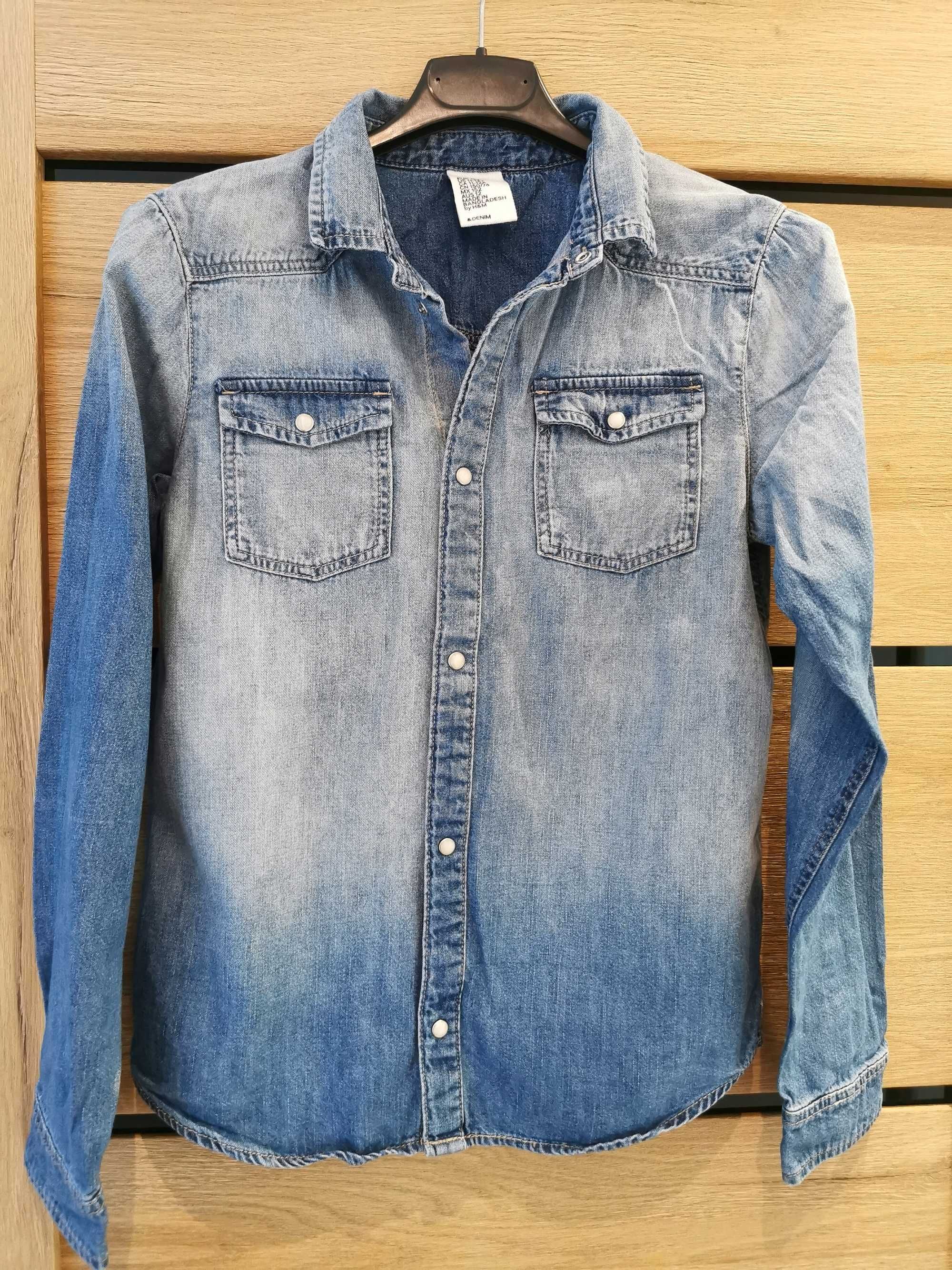 koszula jeans dżins dziewczęca denim H&M 152