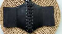Новий чорний брак дефекти корсет шкіряний жіночій на шнурівці