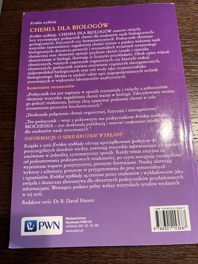 Chemia dla biologów krótkie wykłady J. Fisher J.R.P. Arnold