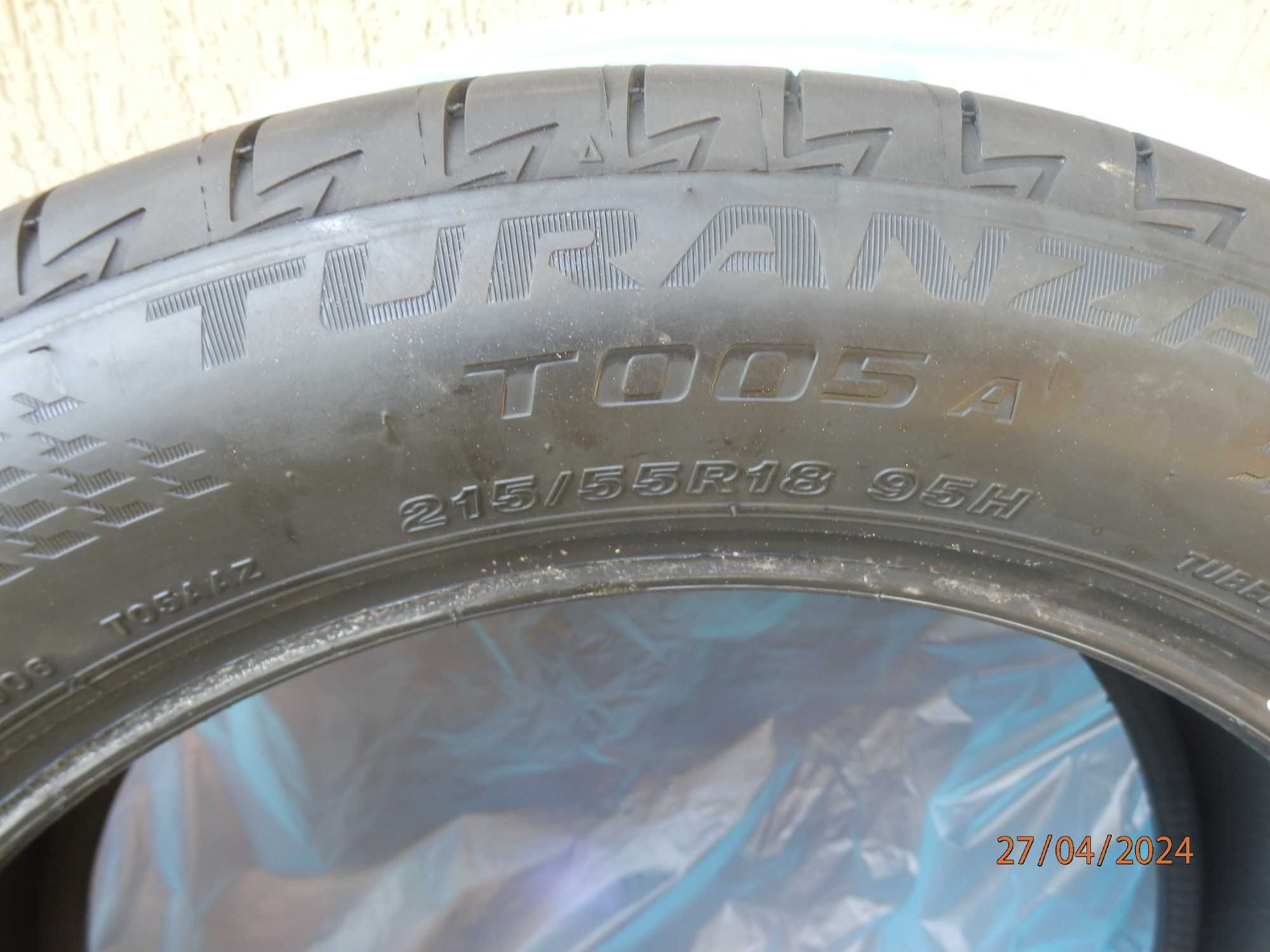 Sprzedam opony letnie Bridgestone Turanza T005A 215/55/18 prod 0424