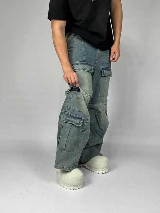Джинси Balenciaga Cargo faded baggy штани archive синие джинсы сині
