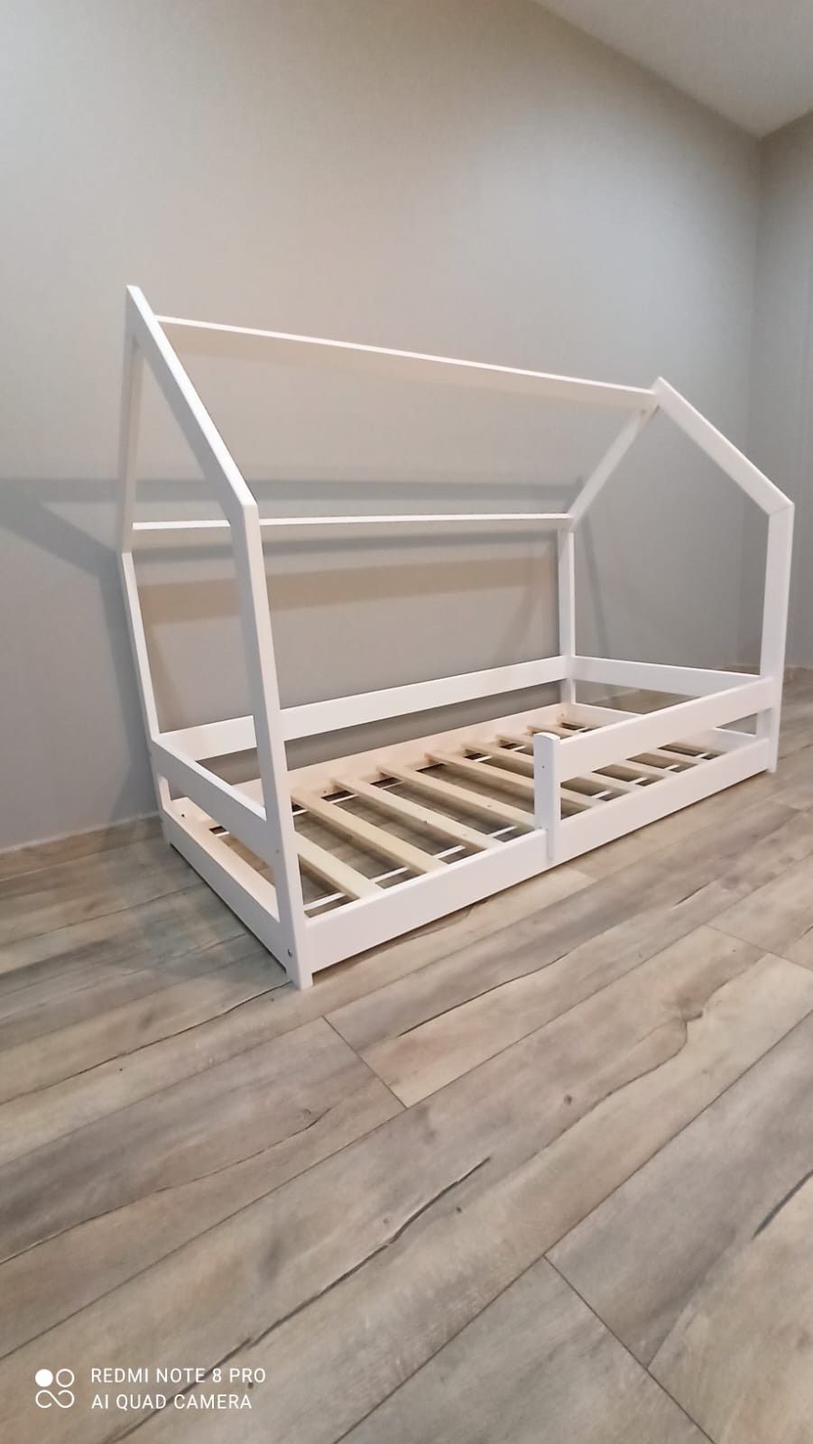 160x80 - Łóżko dziecięce domek białe - 100 % DREWNO