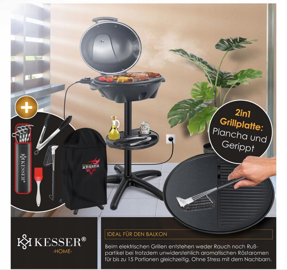 Elektryczny grill 2w1 z płytą grillową