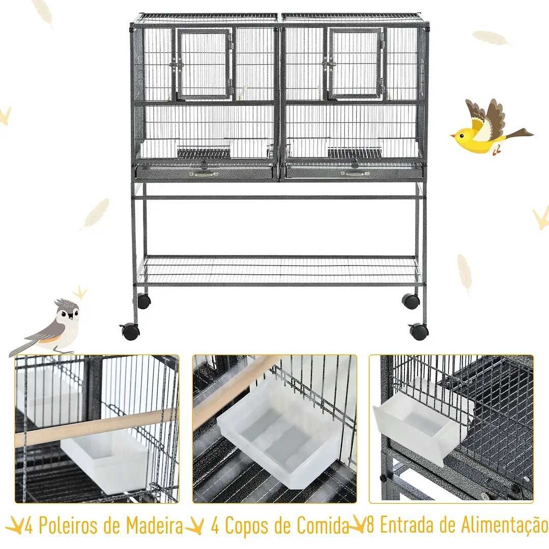 Gaiola de pássaros pequenos 95x45,5x102 cm