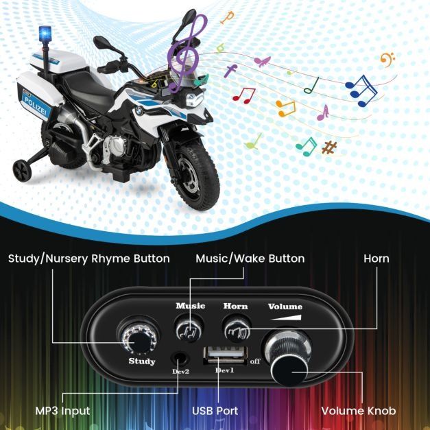 Motocykl policyjny COSTWAY dla dzieci motocykl na akumulator