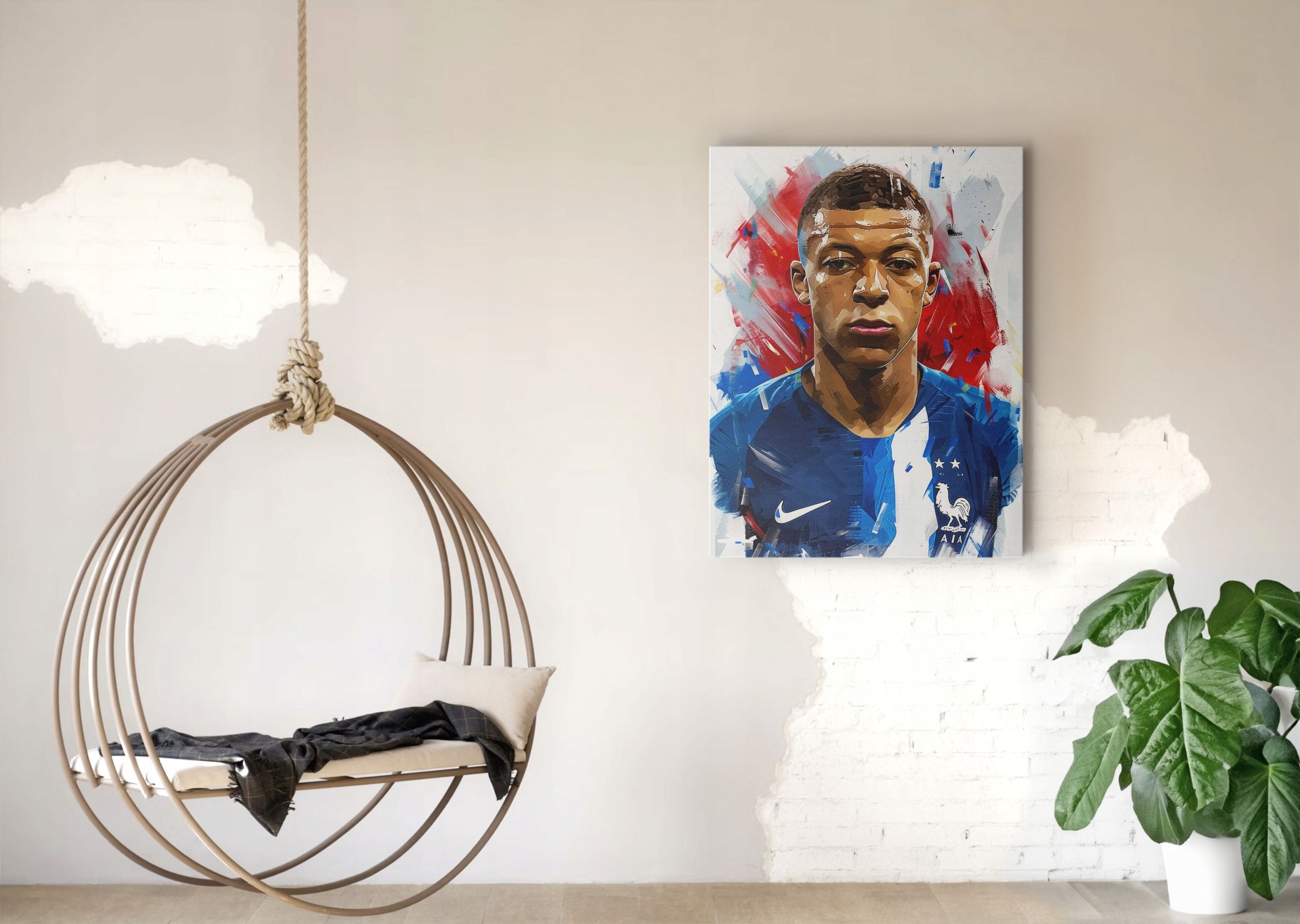 Portret Kyliana Mbappé na płótnie 45x60 cm - Nowoczesna Dekoracja