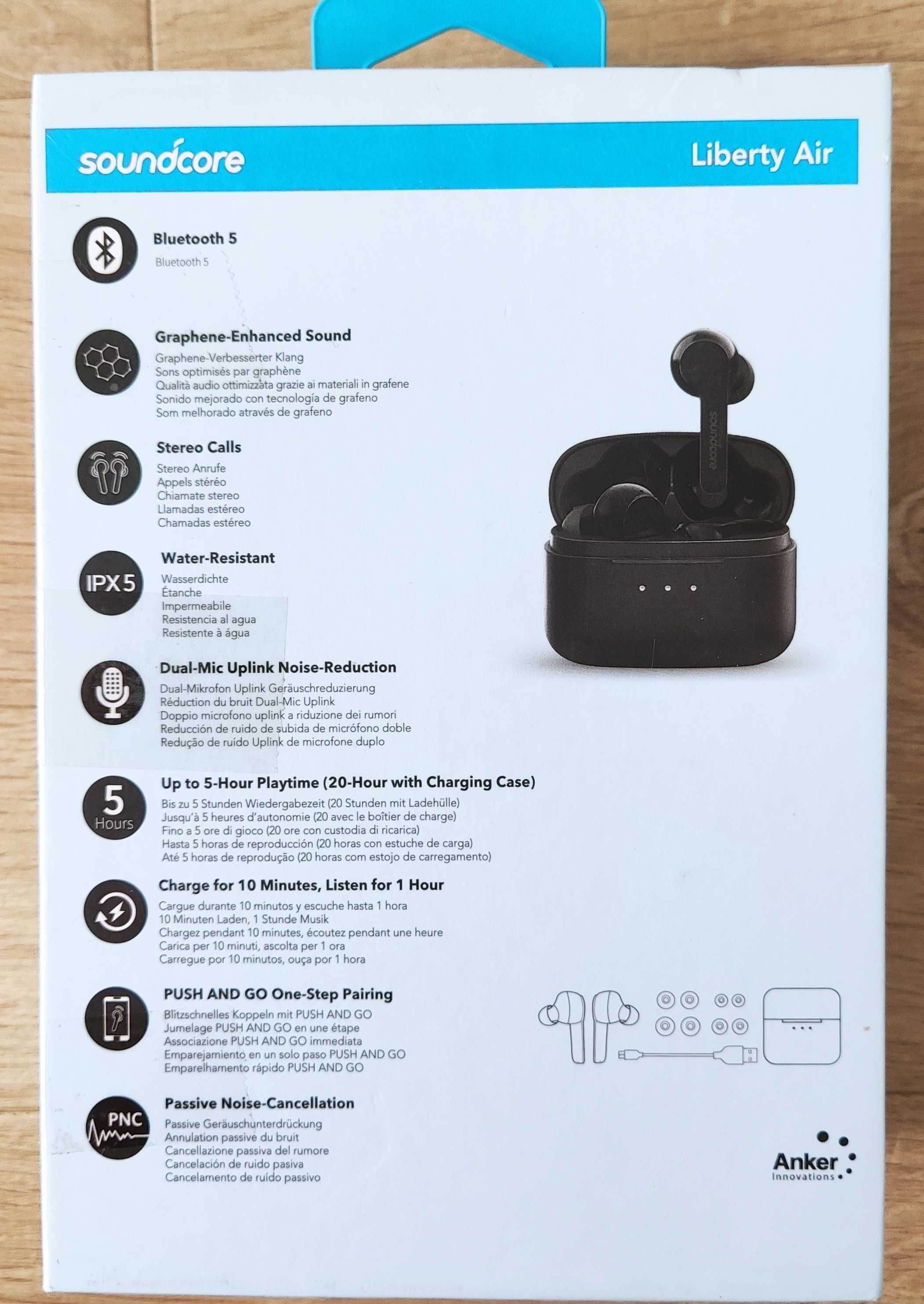 SoundCore Liberty Air czarne słuchawki bezprzewodowe Bluetooth
