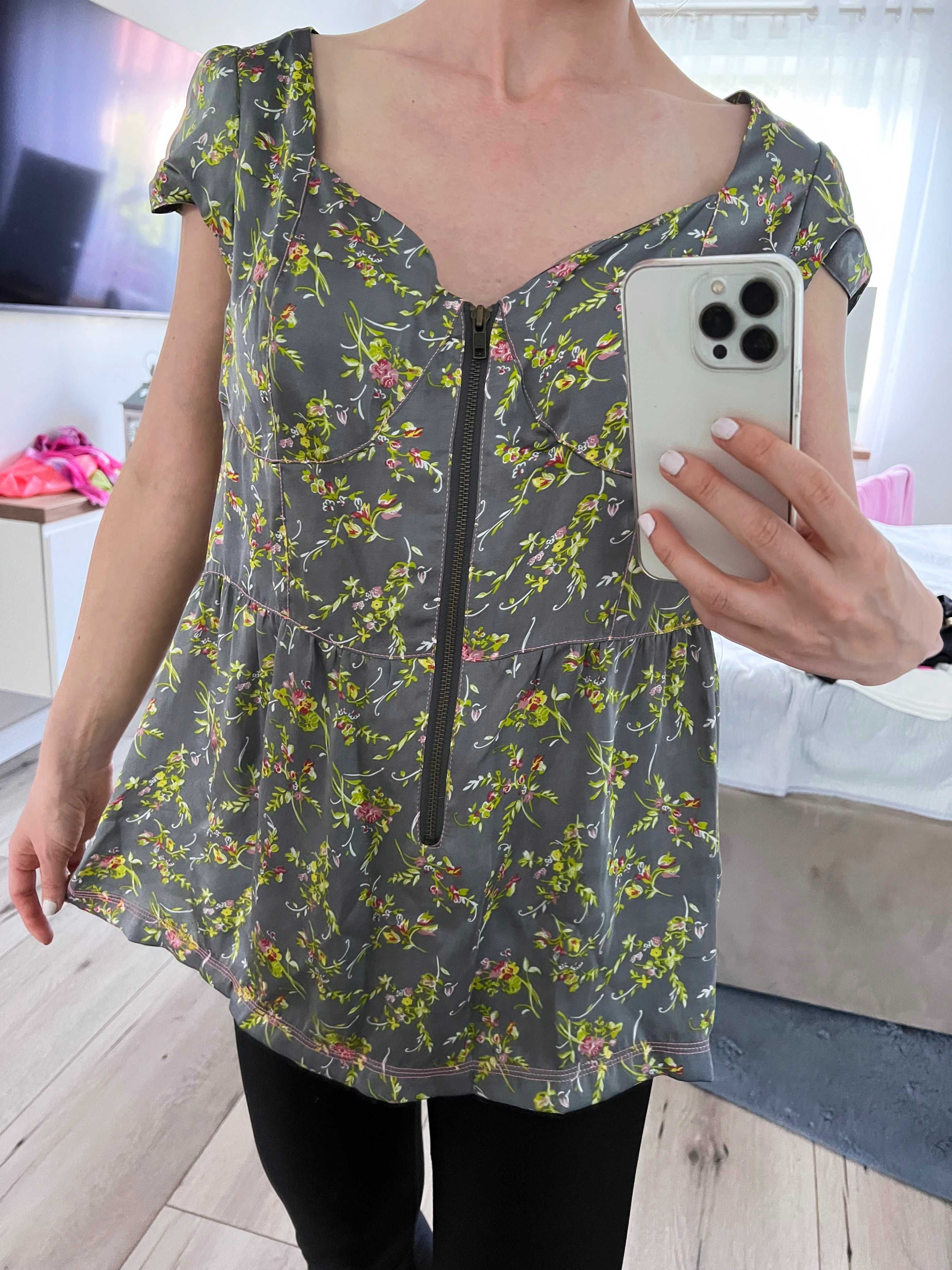 NEXT satyna satyowa bluzka baskinka L XL